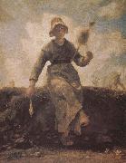 Jean Francois Millet The girl weave painting